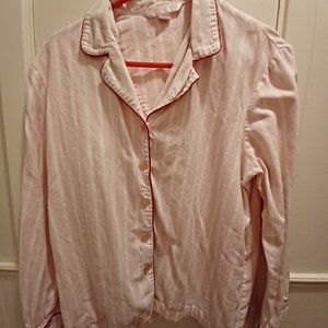 Sale! Victoria's Secret Pink and White Stripe Button Down Pajama Top Size M